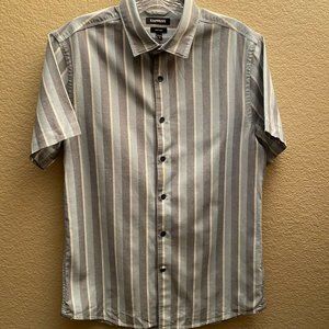 EXPRESS MENS GRAY BLUE BUTTON DOWN SHIRT SIZE S/P